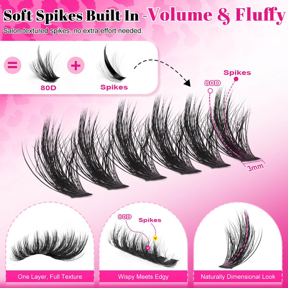 MilyBest® Spiky Volume Cluster Lashes - 80D Manga Kit