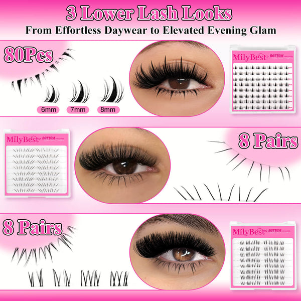 MilyBest® Natural Bottom & Spike Cluster Lashes