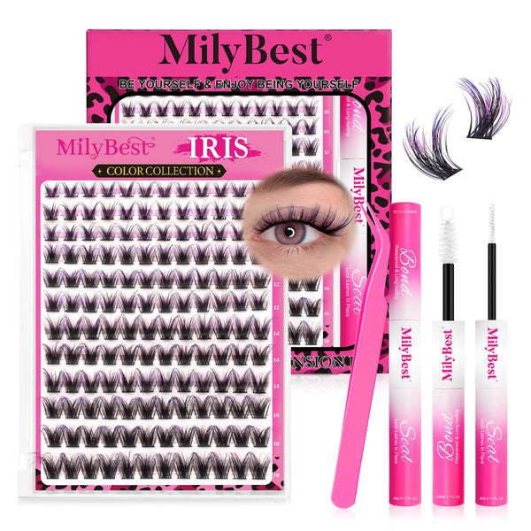 MilyBest® 3-Tone Gradient Purple Cluster Lashes Kit - Iris