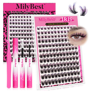 MilyBest® 3-Tone Gradient Purple Cluster Lashes Kit - Iris