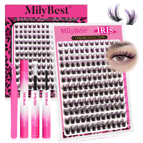 MilyBest® 3-Tone Gradient Purple Cluster Lashes Kit - Iris