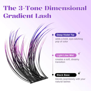 MilyBest® 3-Tone Gradient Purple Cluster Lashes Kit - Iris