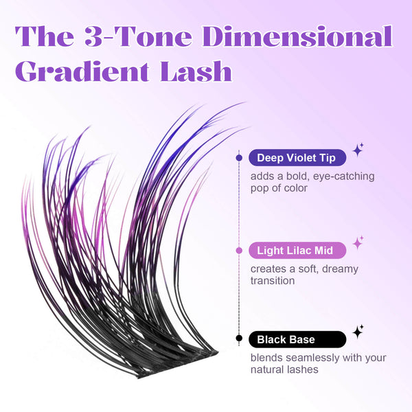MilyBest® 3-Tone Gradient Purple Cluster Lashes Kit - Iris