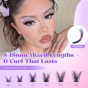 MilyBest® 3-Tone Gradient Purple Cluster Lashes Kit - Iris