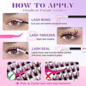 MilyBest® 3-Tone Gradient Purple Cluster Lashes Kit - Iris