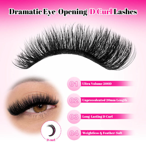 MilyBest® Russian Fluffy Volume Cluster Lashes - 200D Kit