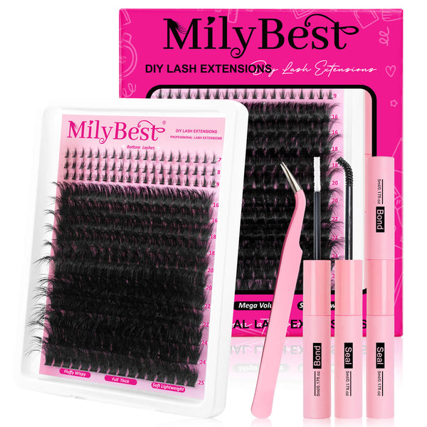 MilyBest® 16-25mm Fluffy Volume Cluster Lashes - Volume 200D Kit