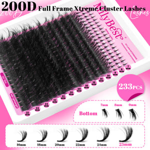MilyBest® 16-25mm Fluffy Volume Cluster Lashes - Volume 200D Kit