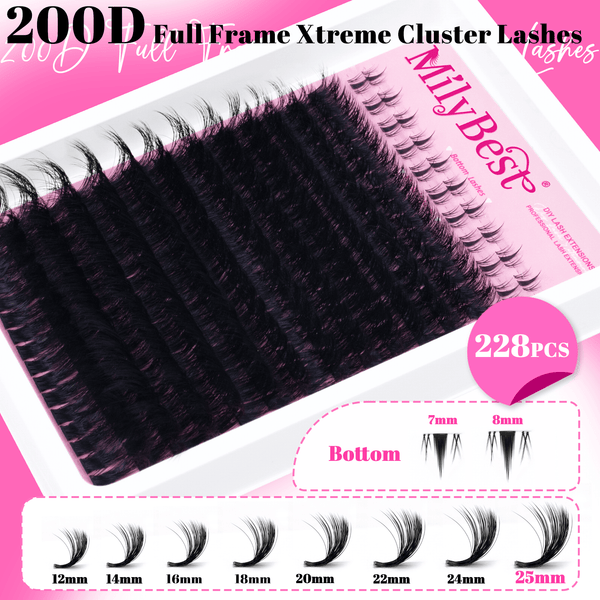 MilyBest® 12-25mm Fluffy Volume Cluster Lashes - Volume 200D Kit