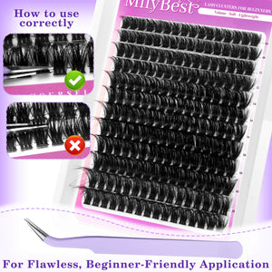 MilyBest lash tray with usage instructions on a purple background