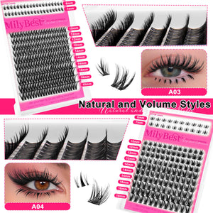 MilyBest cluster lashes with lashes displayed on a white background
