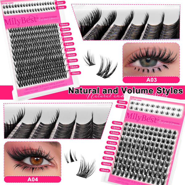 MilyBest cluster lashes with lashes displayed on a white background