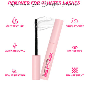 MilyBest Cluster lash remover with product features on a pink background