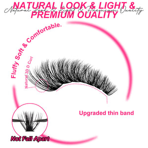 MilyBest cluster eyelashes with text highlighting features on a white background