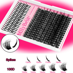 Milly Best false eyelashes packaging with spike design on a pink background